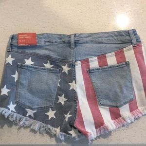 American flag, High-rise, Denim Shorts